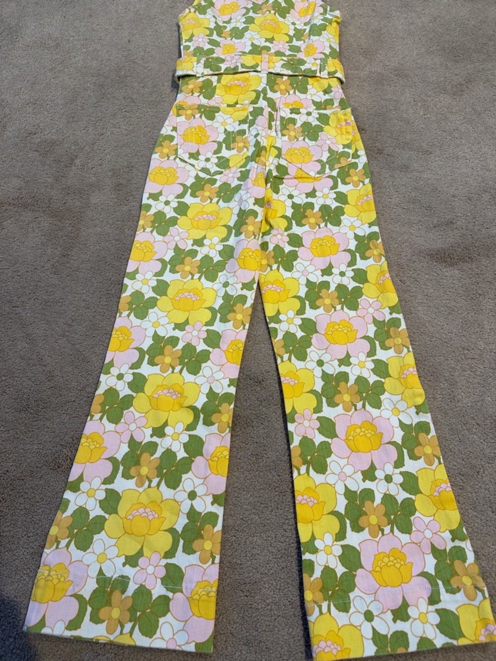 Show Me Your MuMu Yellow & Green Floral Sleeveless Belted Jumpsuit - Picture 8 of 8